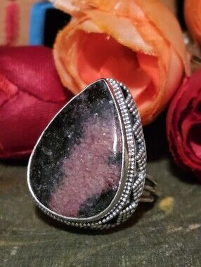 Rhodonite Ring - Promotes the energy of love